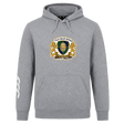 The Old Man Rivah Rugby Club Hoodie by WRS Canterbury features a gray custom design with a lion crest, "OLD MAN RIVALRY" and "BOUT OUR CHUBS" on the front, plus white curved stripes on the right sleeve for classic rugby style.