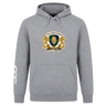 The Old Man Rivah Rugby Club Hoodie by WRS Canterbury features a gray custom design with a lion crest, "OLD MAN RIVALRY" and "BOUT OUR CHUBS" on the front, plus white curved stripes on the right sleeve for classic rugby style.
