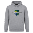 The Kingwood Rugby Club Hoodie by Canterbury from WRS Canterbury features a front pocket, "Kingwood Rugby" crest with "Est. 2014" on the chest, a white graphic on the right sleeve, and is made from soft sweatshirt fleece.