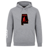 Aging Alabama Rugby Players Club Hoodie by WRS Canterbury featuring a graphic of the state of Alabama containing a red devil figure and the text “HARD.”.