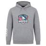 The SWFL Lady Hammerheads Club Hoodie by Canterbury, from WRS Canterbury, features a gray design with the "SWPL Lady Hammerheads Rugby" logo and a hammerhead shark holding a rugby ball on the front.