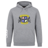 The Winchester Cannons Club Hoodie by WRS Canterbury features the club crest with sports icons and two lions on the front, plus a white sleeve graphic—offering standout rugby club style in classic gray.