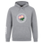 The Society of Iowa Rugby Referees Club Hoodie by Canterbury from WRS Canterbury is a gray hooded sweatshirt with a front pocket, featuring a circular emblem with pink flowers and text, plus a white logo on the right sleeve—a stylish and comfortable customizable hoodie, perfect for fans seeking a unique Rugby Club Hoodie.