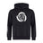 The Missoula All-Maggots Club Hoodie by WRS Canterbury is a black rugby club hoodie showcasing a distinctive white spiral design on the chest and three white curved lines on the left sleeve. This customizable Canterbury hoodie combines comfort and style, making it ideal for teams or casual wear.