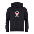 The Superior Rugby Club Club Hoodie by WRS Canterbury features a front pocket, "Superior Rugby" logo with a red and white winged emblem on the chest, and three white stripes on the left sleeve—ideal for rugby fans and players.