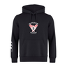The Superior Rugby Club Club Hoodie by WRS Canterbury features a front pocket, "Superior Rugby" logo with a red and white winged emblem on the chest, and three white stripes on the left sleeve—ideal for rugby fans and players.