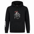 The Birmingham Iron Women's Football Club Hoodie by WRS Canterbury features a front knight’s helmet graphic with red plume, "Birmingham Iron" text above a sword and shield, and three white stripes on the right sleeve.