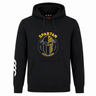 The Spartan Youth Rugby Club Hoodie by WRS Canterbury features a black hooded design with a Spartan helmet and "SPARTAN YOUTH RUGBY" text, plus a white logo on the right sleeve—ideal as a custom rugby club hoodie.