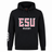 The East Stroudsburg University Club Hoodie by WRS Canterbury features "ESU RUGBY" in white and red on the front and a white right sleeve graphic—perfect for dedicated rugby fans.