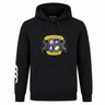 The Winchester Cannons Club Hoodie by WRS Canterbury features a colorful club crest on the chest and a white sleeve graphic—a must-have black rugby hoodie for fans.