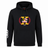 The Potomac Exiles Rugby Club Club Hoodie by Canterbury, from WRS Canterbury, features a classic black design with a front pocket and a distinctive "N" crest adorned with Maryland and DC flags, laurel wreath detail, and "2014" text. Crafted from soft sweatshirt fleece for maximum comfort, this custom hoodie also showcases a bold white graphic on the left sleeve—perfect for those who love standout style with authentic rugby club vibes.