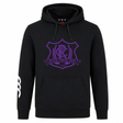 Black Western Carolina University Club Hoodie by Canterbury with a purple Western Carolina Rugby crest on the chest and a white logo on the right sleeve.