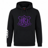 Black Western Carolina University Club Hoodie by Canterbury with a purple Western Carolina Rugby crest on the chest and a white logo on the right sleeve.
