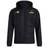 The Chicago Riot Club Vaposhield Full Zip Rain Jacket by EMB Canterbury is a black rain jacket with a hood, featuring the Canterbury logo on the right chest and the Chicago Riot Rugby logo on the left chest.