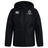 The Highlanders Rugby NC Club Vaposhield Stadium Jacket by Canterbury, featuring the Highlanders Rugby logo on the left chest and the Canterbury logo on the right chest, comes in black with a hood and padded insulation for added warmth.