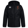 Black Aging Alabama Rugby Players Club Vaposhield Stadium Jacket by Canterbury with a white Canterbury logo on the right chest, an Alabama hockey logo on the left chest, and padded insulation.