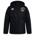Black Canterbury ICRON Club Vaposhield Stadium Jacket with a white brand logo on the right chest and an ICRON emblem on the left chest.