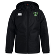 Black Rock Rugby Club Vaposhield Stadium Jacket by Canterbury with a white logo on the right chest and a lime green Rock Rugby Lions shield crest on the left chest.
