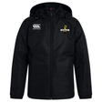 The Chicago Riot Club Vaposhield Stadium Jacket by EMB Canterbury has padded insulation, a black hood, a Canterbury logo on the right chest, and a Chicago North crest on the left, shown on a plain white background.