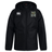Stay warm in the Lewis County Elks Club Vaposhield Stadium Jacket by EMB Canterbury—a black zip-up hooded jacket with padded insulation, featuring the embroidered “ELKS” emblem with elk head on the left chest and the Canterbury logo on the right chest, making it a perfect rugby stadium jacket.