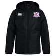 Black Canterbury Vaposhield Stadium Jacket featuring a white logo on the right chest and a Western Carolina Rugby emblem on the left chest.