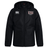 The East Stroudsburg University Club Vaposhield Stadium Jacket by EMB Canterbury features a black hood, front zipper, padded insulation for warmth, the Canterbury logo on the right chest, and "ESU Rugby" on the left chest.