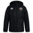 Society of Iowa Rugby Referees Club Vaposhield Stadium Jacket by EMB Canterbury in black, featuring a hood, padded insulation, a white EMB Canterbury logo on the right chest, and a circular floral emblem on the left chest, displayed against a white background.