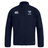 A lightweight, water-repellent navy blue Christian Brothers Academy Rugby Club Track Jacket by EMB Canterbury features "CBA RUGBY" and a stylized eye logo on the chest, keeping you comfortable and dry.