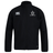 Introducing the Highlanders Rugby NC Club Track Jacket by EMB Canterbury: a sleek black track jacket featuring a full-length zipper. The Highlanders Rugby logo is proudly displayed on the right chest, while the Canterbury logo adorns the left chest. This lightweight and quick-drying jacket is perfect for all conditions.