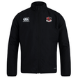 The Southern Pines Youth Rugby Club Track Jacket by EMB Canterbury is a lightweight black jacket with a shield logo on the right chest and the iconic Canterbury logo on the left, designed to be water-repellent for all-weather comfort.