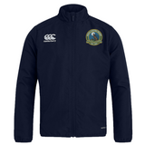Navy blue Media Unified Rugby Club Track Jacket by Canterbury with a zip-up front and a chest logo featuring a wolf and the text “Media Unified Rugby, Est. 2022.”