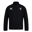 The Superior Rugby Club Track Jacket by EMB Canterbury is a black lightweight jacket with a high collar, featuring the Canterbury logo on the right chest and the rugby club crest on the left.