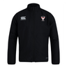The Superior Rugby Club Track Jacket by EMB Canterbury is a black lightweight jacket with a high collar, featuring the Canterbury logo on the right chest and the rugby club crest on the left.