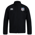 The SWFL Lady Hammerheads Club Track Jacket by WRS Canterbury is a black, lightweight, water-repellent zip-up jacket featuring the Canterbury logo on the right chest and the Hammerheads team logo on the left chest.