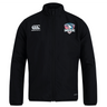 The SWFL Lady Hammerheads Club Track Jacket by WRS Canterbury is a black, lightweight, water-repellent zip-up jacket featuring the Canterbury logo on the right chest and the Hammerheads team logo on the left chest.