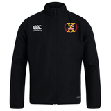 The Potomac Exiles Rugby Club Club Track Jacket by EMB Canterbury features a Canterbury logo on the right chest and a multicolored embroidered crest with "2014" on the left chest. This lightweight, water-repellent jacket is perfect for all-weather wear.