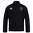 The Cypress Warriors Men's Rugby Club Track Jacket by Canterbury features a high collar, black design, white Canterbury logo on the right chest, and a purple and white team crest on the left. Lightweight and perfect for comfort on the go.