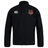 Certainly! Here’s a rewritten version of your sentence using the provided product data: The Godzilla Rugby Football Club Club Track Jacket by EMB Canterbury features a black zip-up design with the Canterbury logo on the right chest and a maroon and yellow “CORDILLERA” emblem on the left. This lightweight, water-repellent jacket is perfect for all weather conditions.