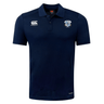 The Milwaukee Barbarians Rugby Club Dry Polo by EMB Canterbury features navy blue short sleeves, a collar with button placket, Canterbury logo, club crest, and breathable Vapodri tech to keep you cool and comfortable.