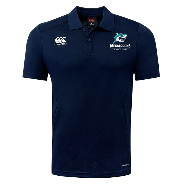 Stay cool and comfortable all day in the NC Rugby Academy - Megalodons Club Dry Polo by EMB Canterbury. This navy polo features club logos on the chest and uses Vapodri technology for breathable performance.