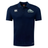 Navy short-sleeved University of New Hampshire Club Dry Polo by Canterbury with a white logo on the right chest and a University of New Hampshire Men’s Rugby emblem on the left.