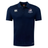 Navy blue SUNY Maritime Men’s Rugby Club Dry Polo by Canterbury short-sleeved shirt with a rugby club emblem on the chest.