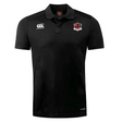 The Southern Pines Youth Rugby Club Dry Polo by EMB Canterbury is a black polo with a collar, sports logo on the chest, and white "Canterbury" text/logo on the right. Made with Vapodri Technology for breathability and all-day comfort.