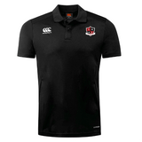 The Southern Pines Youth Rugby Club Dry Polo by EMB Canterbury is a black polo with a collar, sports logo on the chest, and white "Canterbury" text/logo on the right. Made with Vapodri Technology for breathability and all-day comfort.