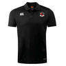 The Southern Pines Youth Rugby Club Dry Polo by EMB Canterbury is a black polo with a collar, sports logo on the chest, and white "Canterbury" text/logo on the right. Made with Vapodri Technology for breathability and all-day comfort.