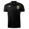 The EMB Canterbury RVA T.R.C. Club Dry Polo by Canterbury is a black short-sleeve polo shirt with a collar, designed with Vapodri technology for superior comfort. Featuring an RVA crest on the left chest and the Canterbury logo on the right chest, this breathable polo perfectly blends performance and style.