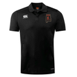 Black Aging Alabama Rugby Players Club Dry Polo by Canterbury featuring an Alabama outline logo with a hockey-stick-wielding figure on the left chest and Vapodri technology branding at the hem.