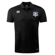 The SWFL Lady Hammerheads Club Dry Polo by WRS Canterbury is a black short-sleeve polo with the Canterbury logo on the right chest and Hammerheads team logo on the left, crafted with Vapodri Technology for cool, breathable comfort.