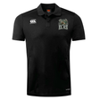 Lewis County Elks Club Dry Polo by EMB Canterbury in black, designed with short sleeves and breathable Vapodri Technology; features the embroidered “Canterbury” logo on the right chest and an “Elks” logo with a moose head on the left chest.