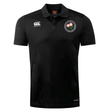 Society of Iowa Rugby Referees Club Dry Polo by EMB Canterbury in black, featuring short sleeves, the iconic Canterbury logo on the right chest, and a round floral emblem on the left chest. Made with Vapodri Technology, this breathable polo keeps you cool and comfortable all day.